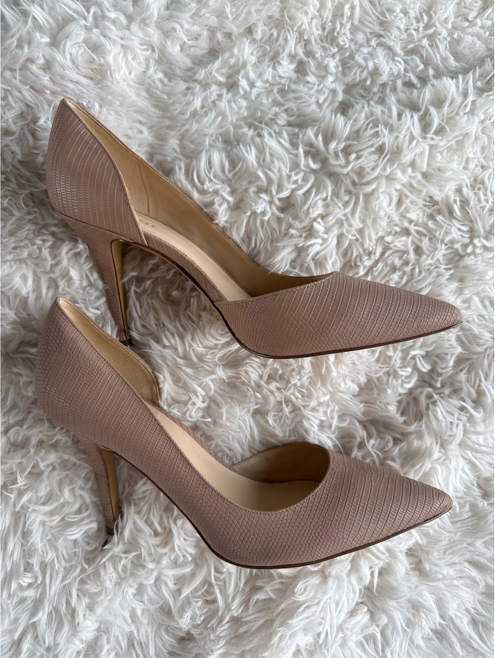 Nine West Nude Textured Pointed Toe Pumps Size 10M - Picture 7 of 8